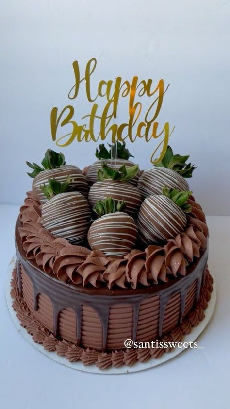 Chocolate Strawberry Marble Cake, Chocolate Surprise Cake, Chocolate Cake Strawberries, Chocolate And Strawberries Cake, Chocolate Covered Strawberry Cake Ideas, Chocolate Cake With Chocolate Covered Strawberries, Chocolate Covered Strawberries On Cake, Beautiful Birthday Cakes Chocolate, Chocolate Cake Birthday Decoration