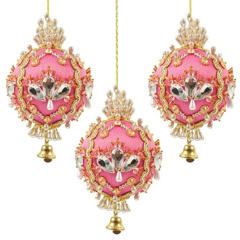 PRICES MAY VARY. This sequin and beaded ornament design features a trio of pretty pink baubles embellished with silver and gold trims, crystal acrylic gems, and a dangling bell! Inspired by traditional holiday baubles, these elegant sequin and beaded designs are miniature masterpieces to showcase on your tree This sequin and beaded ornament design features a trio of pretty pink baubles embellished with silver and gold trims, crystal acrylic gems, and a dangling bell! Inspired by traditional holi Russian Doll Christmas Ornament, Push Pin Ornaments, Designer Ornaments, Holiday Baubles, Jewel Ornaments, Sequin Ornaments, Beaded Designs, Unique Christmas Ornaments, Ornament Design