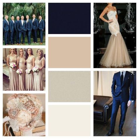 Champagne and Navy Blue Wedding - Champagne and Light Blue Wedding and other Great Combos - EverAfterGuide Champagne And Blue Wedding, Champagne Wedding Themes, Navy Tuxedo, Spring Wedding Outfit, Champagne Wedding Dress, Champagne Wedding Colors, Blue Bride, Light Blue Wedding, Wedding Dress Champagne