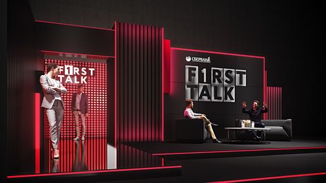 First Talk TV studio for Sberbank on Behance Instagram Backdrop, Stage Concept, Stand Feria, Tv Set Design, Corporate Event Design, Tv Studio, Recording Studio Design, Podcast Studio, Leadership Conference