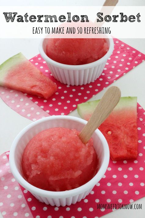 Watermelon Sorbet Recipe, Watermelon Sorbet Recipes, Seedless Watermelon, Granitas, Watermelon Sorbet, Sorbet Recipe, Squeezed Lemon, Sorbet Recipes, Watermelon Recipes