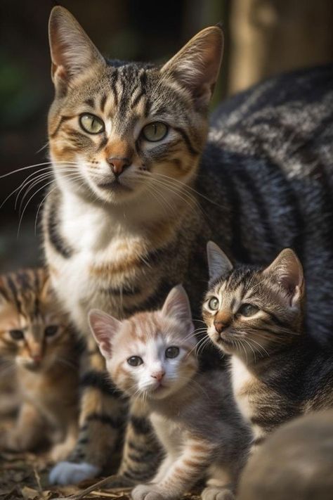 Cat With Kittens Mother, Mama Cat And Kittens, Aaron Tveit, Mother Cat, Silly Cats Pictures, Cat Pose, Cute Cats Photos, Mama Cat, Cute Cats And Kittens