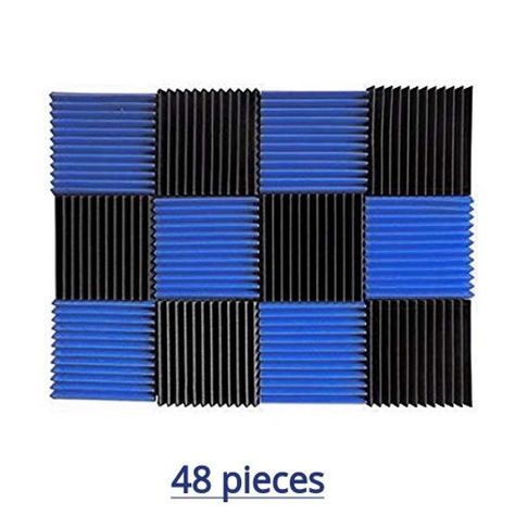 48 Pieces BLUE/CHARCOAL Acoustic Foam Panels Soundproofing 12 Teeth 1x12x12 Acoustic Tiles, Studio Soundproofing, Acoustic Foam Panels, Sound Reflection, Studio Foam, Acoustic Foam, Foam Tiles, Soundproof Room, Egg Crates