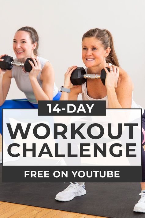 The ultimate home workout plan for BUILDING strength and GETTING FITTER at home! This 2-Week Workout Challenge is filled with 12 brand new Youtube Workouts. All you need is a set of dumbbells and 35 minutes a day or less. Modifications are provided for all fitness levels! Nml Workouts, Best Youtube Workouts, 2 Week Workout Plan, 2 Week Workout, Full Body Program, Get Fit At Home, Youtube Workouts, Free Workout Programs, Strength Training Plan