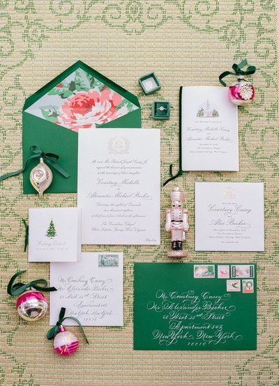 PAMELA BAREFOOT EVENTS + DESIGN - IRELAND STYLED PHOTOSHOOT Christmas Wedding Ideas, Greenbrier Resort, Greenery Invitation, Wedding Invitation Etiquette, Christmas Wedding Invitations, Wedding Invitation Inspiration, Classy Christmas, Green Wedding Invitations, Invitation Inspiration