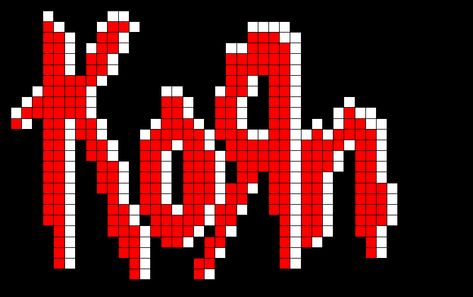 Korn Alpha Pattern, Band Logo Pixel Art, Band Perler Beads, Punk Pixel Art, Alakazam Pokemon, Graph Paper Drawings, Easy Perler Beads Ideas, Graph Crochet, Easy Pixel Art