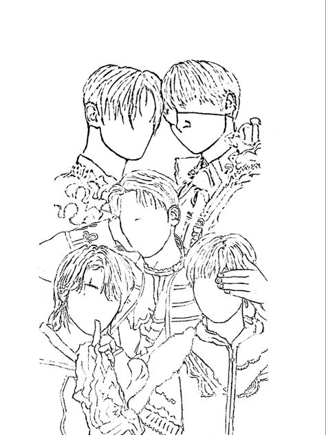 #txt #lineart Txt Coloring Pages, Txt Lineart, Txt Painting Ideas, Jimin Brother, Txt Pictures, Airport Fashion Kpop, Kpop Art, Fashion Kpop, Color Book