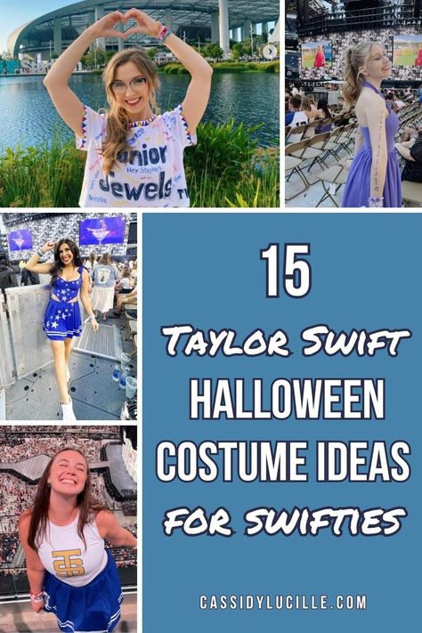 Channel your inner Swiftie with these 15 Taylor Swift Halloween costume ideas. From her first album to Midnights, get inspired by the pop culture juggernaut of 2023! If you're looking for Taylor Swift Halloween costumes, this is for you. Tap here and explore iconic Halloween costumes, Taylor Swift-inspired! Taylor Swift Music Videos Outfits, Quick Halloween Costumes Last Minute Men, Taylor Swift Halloween, Taylor Swift And Calvin, Partner Halloween Costumes, Taylor Swift Halloween Costume, 15 Taylor Swift, Iconic Halloween Costumes, Taylor Swift Costume