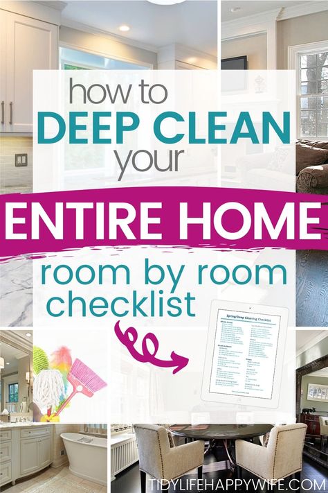 How To Deep Clean Your House, Deep Clean Checklist, Deep Cleaning Lists, Deep Clean Kitchen, Deep Cleaning House Checklist, Spring Cleaning List, Room Checklist, Deep Cleaning Checklist, Deep Cleaning House