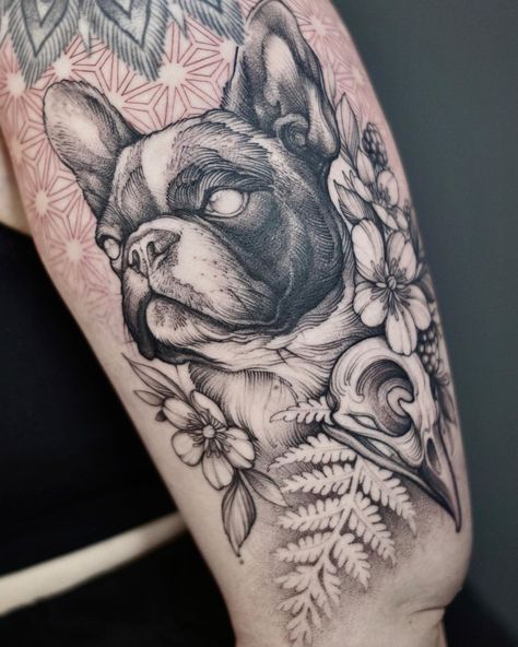 Sasha Tabuns (@alex_tabuns) • Photos et vidéos Instagram Frenchie Tattoos, Alex Tabuns, Pet Portrait Tattoos, Boston Terrier Tattoo, Pet Tattoo Ideas, Pet Tattoos, French Bulldog Tattoo, Dog Skull, Bulldog Tattoo