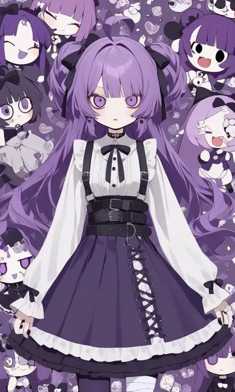 Jirai Kei, Pastel Hair, Pastel Goth, Cute Characters, All Anime, Purple Hair, Magical Girl, Drawing Inspiration, Dark Art