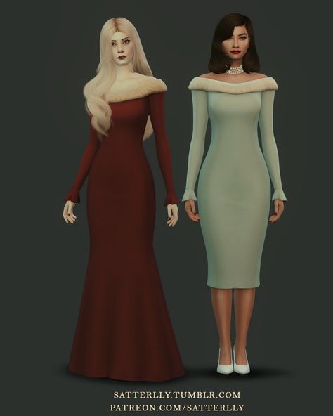 Dress - Nicole | satterlly on Patreon Ts4 Dresses Cc, Ts4 Dress Cc, Sims Cc Dress, Sims Blueprints, Character Closet, Royal Clothes, Rich Clothes, Pelo Sims, The Sims 4 Packs