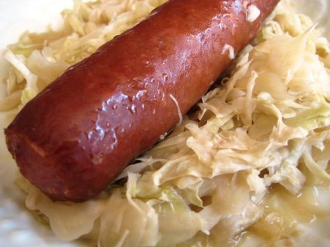 Hot Dogs and Sauerkraut Recipe - Food.com Saurkraut And Hotdogs, Sauerkraut And Weiners Recipes, Sauerkraut And Hot Dogs Recipes, Sourkraut And Hot Dogs, Sourkrout And Hotdogs, Hot Dog And Sauerkraut Recipes, Hot Dogs And Sauerkraut In Crock Pot, Saurkraut And Hot Dog Recipes, Sauerkraut And Weenies Recipe