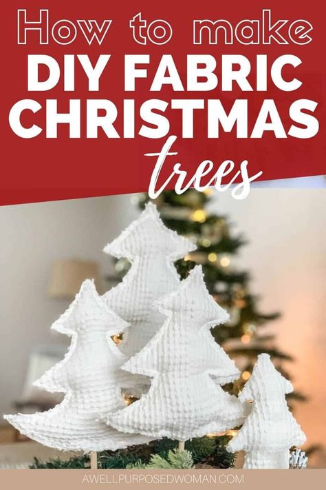 Make beautiful fabric Christmas trees with this step by step tutorial and free pattern. Learn how to make fabric Christmas trees in just a few minutes. This is a pattern for sewing or a no sew pattern. Anyone can make beautiful fabric Christmas trees! #diychristmastrees #fabricchristmastrees Making Chenille, 11th Day Of Christmas, Chenille Crafts, Valentine Wreaths, Fabric Tree, Vintage Bedspread, Fabric Christmas Trees, Vintage Chenille, Chenille Bedspread