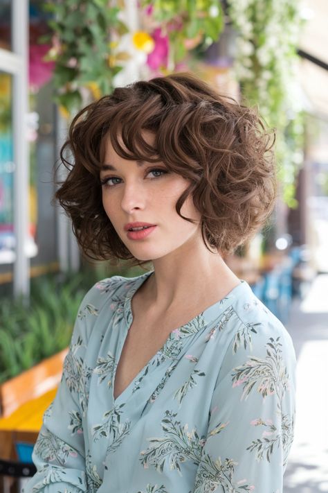 Elevate your style with these adorable chin length curly hairstyles! This versatile cut embraces natural curls with choppy layers and playful bangs, creating a cute, effortless look that's perfect for any occasion. Whether you go for a soft middle part or a stylish half up half down style, you're sure to turn heads this summer! #curlyhairstyles #curlyhair #chinchic Chin Length Curly Hairstyles, Choppy Layers, Chin Length, Middle Part, Middle Parts, Curly Hairstyles, Half Up Half Down, Natural Curls, Half Up