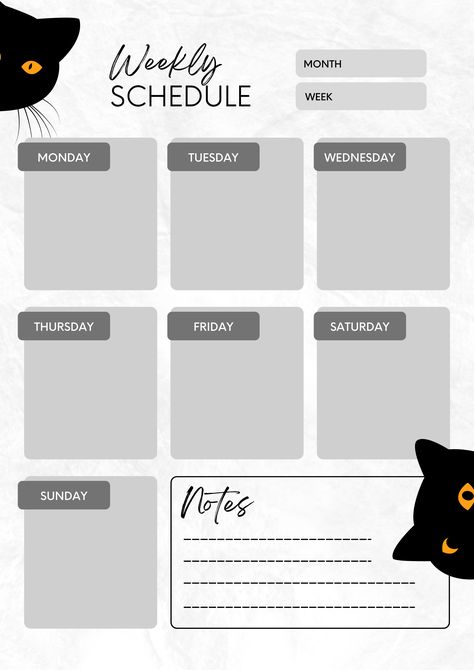 Grey Black Minimalist Cat Weekly Schedule Planner paperplannerclub #smallbusinessplanner #dayplannerprintable #digitalplannercovers Cat Schedule, Scheduling Appointments, Cat Planner, Life Raft, Making Notes, Weekly Planner Free Printable, Weekly Schedule Planner, Everyday Planner, Weekly Planner Free