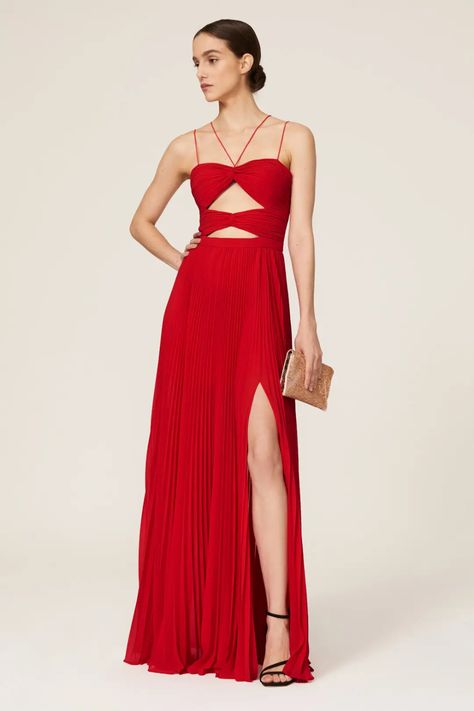 Strapless Long Dress Formal, Red Maxi Dresses Formal, Cutout Prom Dress, Cutout Gown, Fest Outfits, Red Chiffon, Red Gowns, Grad Dresses, Rent The Runway