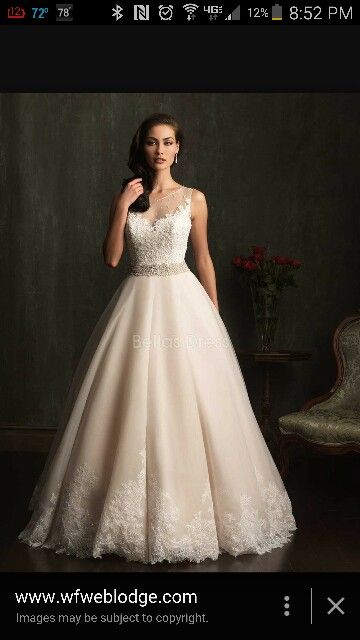 . Jewel Neckline Wedding Dress, Natural Waist Wedding Dress, Allure Bridal Gowns, Allure Bridal Wedding Dress, Allure Wedding Dresses, White Wedding Dress, A Wedding Dress, Allure Bridal, Tulle Wedding