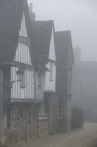 Lost in the mist of time (Lacock, England) Lacock England, Kakariko Village, Black And White Building, Natural House, Inspiring Places, English Village, Misty Morning, Beautiful Story, British Countryside