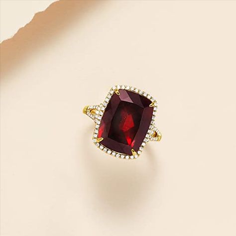 Coloured Engagement Rings, Ruby Crown, Diamond Ring Emerald Cut, Vintage Garnet Ring, Large Engagement Rings, Diamond Ring Emerald, Large Stone Rings, Garnet And Diamond Ring, Garnet Birthstone