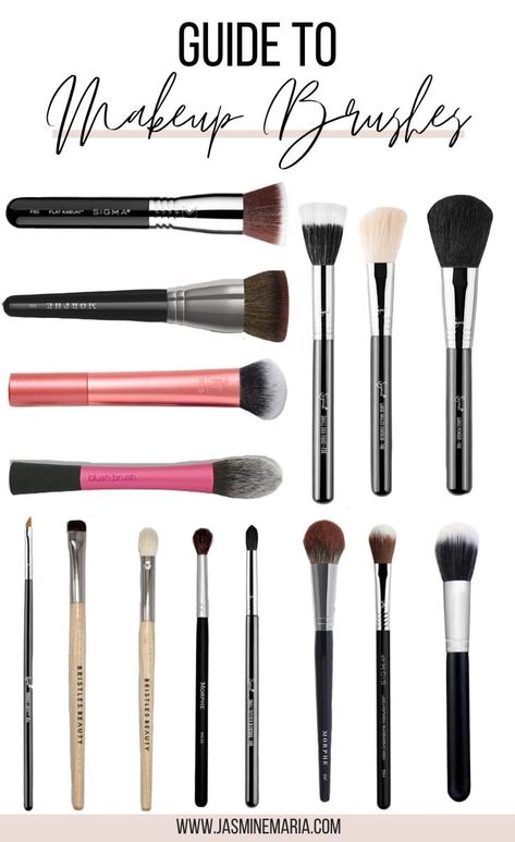 Guide to Makeup Brushes - Not sure what makeup brushes you need in order to do your makeup. I got you covered! These are my daily makeup brushes. #makeupbrushesguide #guidetomakeupbrushes #makeupbrushesforbeginners #beautytips Real Techniques Blush Brush, Beauty Blender How To Use, Brush Guide, Makeup Brushes Guide, Freelance Makeup Artist, How To Apply Blush, Best Makeup Brushes, Highlighter Brush, How To Apply Eyeshadow