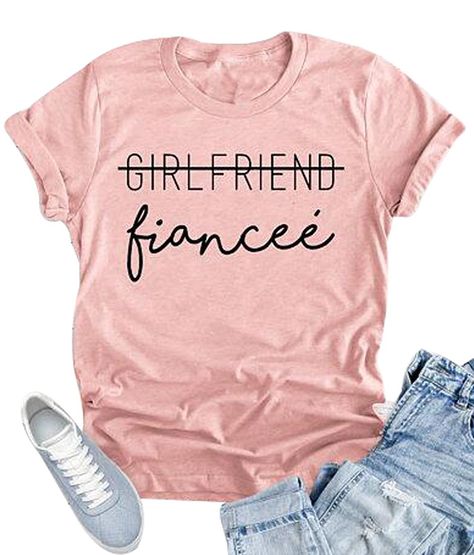 Fiancee Shirt, Cool Haircuts For Women, Monogram Outfit, Letter Print Tee, Honeymoon Shirts, Bachelorette Trip, Funny Letters, Fashion Tops Blouse, Cute Graphic Tees