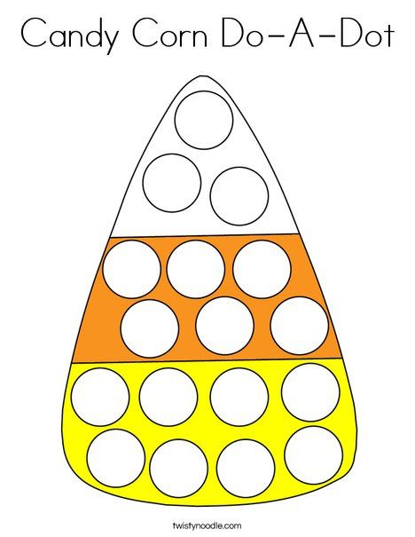 Candy Corn Do-A-Dot Coloring Page - Twisty Noodle Trick Or Treat Activities For Toddlers, Candy Corn Fine Motor Activities, Candy Corn Counting Preschool, Candy Corn Activities For Toddlers, Candy Corn Crafts For Toddlers, Preschool Candy Corn Activities, Candy Corn Coloring Page, Corn Coloring Page, November Preschool Themes