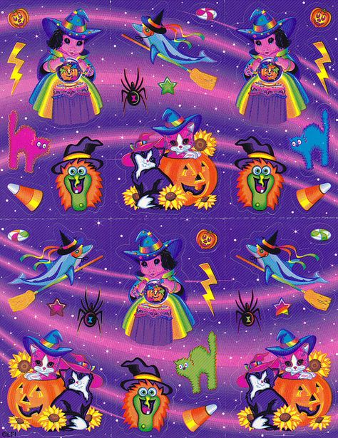 Lisa Frank Halloween, Lisa Frank Art, Halloween Nostalgia, Childhood Halloween, Lisa Frank Stickers, 90s Halloween, Halloween Images, Lisa Frank, Rainbow Art