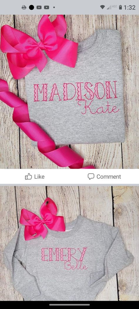 Girls Monogram Shirts, Everyday Embroidery, Monogram Crafts, Monogram Projects, Girl Monogram Shirt, Purple Magnolia, Embroidering Machine, Monogram Kids