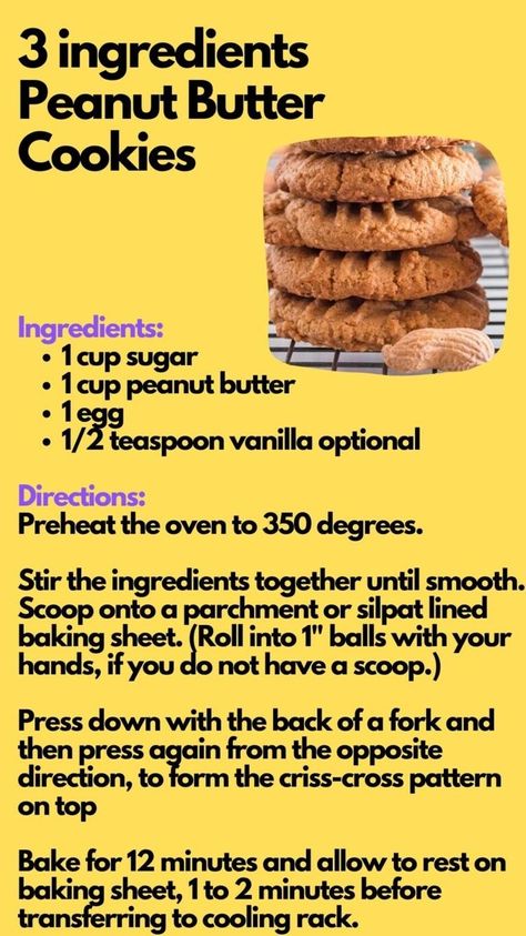 Easy Peanut Butter Cookies 3 Ingredients, Cooking Mistakes, 3 Ingredient Peanut Butter Cookies, Homemade Peanut Butter Cookies, 3 Ingredient Cookies, I Lost 100 Pounds, Cookie Recipes Chewy, Biscuits Diététiques, Easy Peanut Butter Cookies