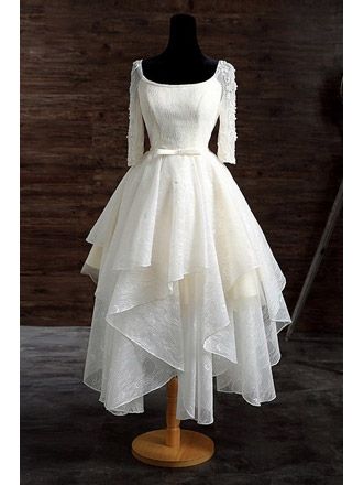 Tea Length Wedding Dresses Lace, Vintage Weddingdress, Wedding Dresses Vintage Princess, Short Lace Wedding Dress, Shorts Ripped, Bow Wedding Dress, Tea Length Wedding, Aline Wedding Dress, Ruffle Wedding Dress