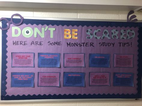 Study Tips Ra Bulletin Board, Monsters Inc Ra Theme, Study Tips Bulletin Board, Ra Themes, Bulletin Boards Theme, Ra Bulletins, Ra Boards, Ra Bulletin Boards, Boards Ideas