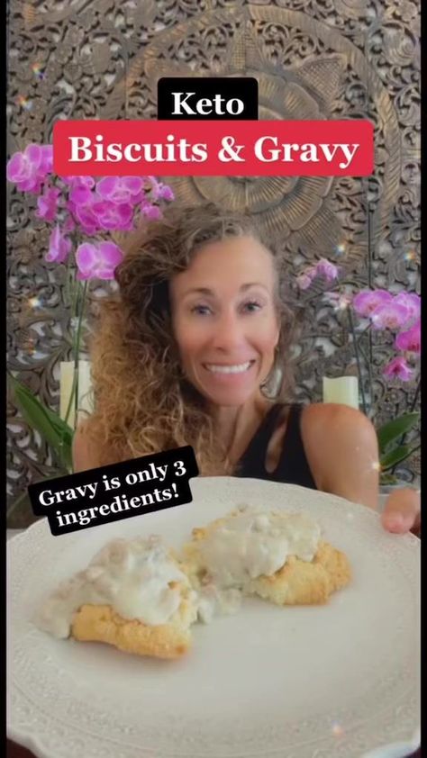 My Keto Biscuits and Gravy will win over your pickiest eaters. And it is so easy to make! #breakfast #biscuitsandgravy #brunch #gravy #ketorecipes #mariaemmerich | Keto Adapted - Maria Emmerich | Keto Adapted - Maria Emmerich · Original audio Keto Biscuits And Gravy, Protein Sparing Modified Fast, Maria Emmerich, Sugar Free Lifestyle, Gf Breakfast, Easy To Make Breakfast, Keto Bagels, Keto Biscuits, My Keto