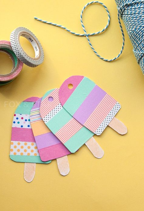 popsicle Washi Tape Projects, Washi Tape Ideas, Tape Projects, Washi Tape Cards, Washi Tape Crafts, Washi Tape Diy, Ice Lolly, Tape Crafts, Crafting Supplies