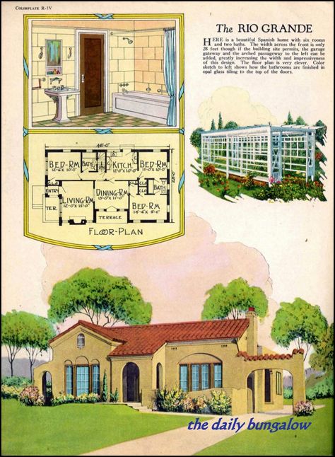 House Plans For Shallow Lots, Spanish Bungalow House Plans, Spanish Elevation, Mission Revival Homes, Mexican Homes, Mexico Life, Mission Revival, Oasis Springs, Spanish Revival Home