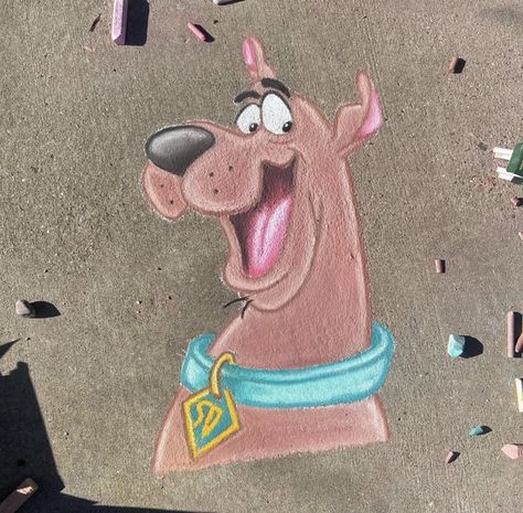 Disney Character Chalk Art, Disney Chalk Art, Chalk Wall Art, Chalk Art Festival, Fun Chalk Art, Chalk Artist, Side Walk, Chalk Ideas, New Scooby Doo