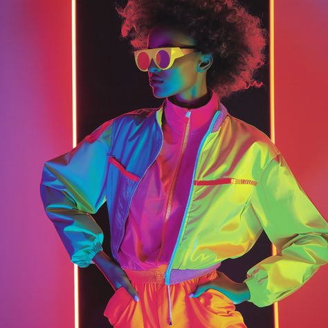 Neon Fever: Embracing the Bold and the Bright in 80s Fashion 90s Neon Outfits, 80s Fashion Neon, Neon Outfits Aesthetic, 80s Neon Fashion, Neon Fashion Outfit, 80s Neon Outfit, Miami Neon, Neon Clothes, Swaggy Fits