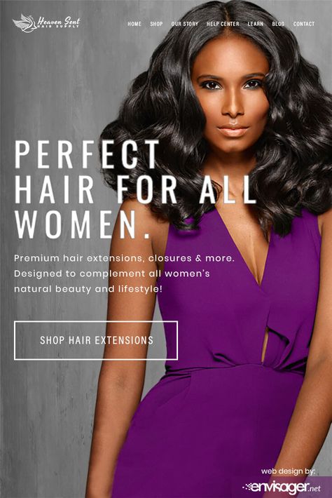 Heaven Sent Hair Supply via @EnvisagerStudio Hair Extension Website, Web Design Portfolio, Web Design Gallery, Hair Extension Shop, Sew In Hair Extensions, Sew In Weave, Hair Extentions, Hair Supplies, Fun Website Design