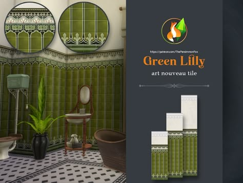 Art Nouveau Tile, Vintage Homes, Art Nouveau Tiles, Iconic Art, Sims Building, Sims House Plans, Sims Four, Sims 4 Cc Packs, Sims 4 Cc Furniture