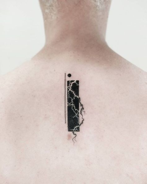 Asian Lightning Tattoo, Small Lightening Tattoo, Black Rectangle Tattoo Cover Up, Lightning Tattoo Women Ribs, Thunderstorm Tattoo Lightning, Electricity Tattoo Ideas, Back Lightning Tattoo, Lightning Sleeve Tattoo, Lightning Spine Tattoo