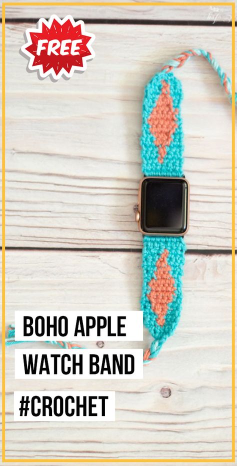 Boho Watch, Crochet Apple, Apple Watch Wristbands, Crochet Boho, Crochet Girls, Create And Craft, Apple Watch Strap, Boho Crochet, Easy Crochet Patterns