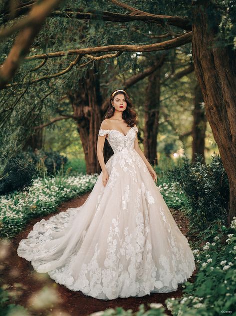 Disney Inspired Wedding Dresses, Disney Fairytale Wedding Dress, Forest Wedding Dress, Post Wedding Shoot, Christian Wedding Gowns, Floral Ball Gown, Fall Wedding Color Palette, Disney Inspired Wedding, Elongated Cushion Cut