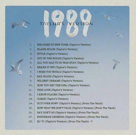 Taylor Swift Album Tracklist, 1989 Tv Tracklist, List Of Taylor Swift Songs, 1989 Taylors Version Tracklist, Taylor Swift Albums List, Taylor Swift Tracklist, 1989 Tracklist, Taylor Swift Songs List, 1989 Taylor Swift Album