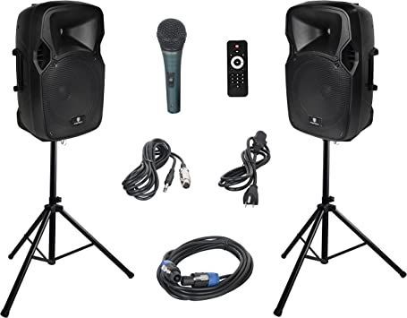 PRORECK Party 12 12-Inch 1000 Watts 2-Way Powered PA Speaker System Combo Set with Bluetooth/USB Drive Read Function/SD Card Reader/ FM Radio/Remote Control/Speaker Stand Dj Speakers, Pa Speakers, Surround Sound Systems, Speaker Stands, Speaker System, Usb Drive, Music Store, Bluetooth Speakers Portable, Wireless Speakers