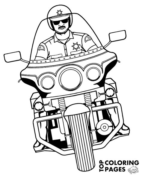 Motorcycle Coloring Pages, Police Art, Police Motorcycle, Free Printable Coloring Sheets, Motorcycle Drawing, Motorcycle Pictures, Spider Art, Coloring Sheets For Kids, Printable Coloring Sheets