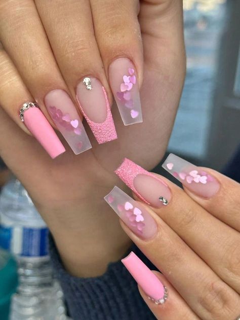 24pcs/Set Short Coffin Shape Glitter Sequin Alloy False Nail Tips With 1pc Jelly Glue & 1pc Nail File For Party, Dance & Daily Wear | SHEIN Nails Inspiration Classy, Classy Nail Art, Pretty Manicures, Silver Nail Art, Designer Nails, Nails Kit, Nail Art Glitter, Short Coffin, Pink Things