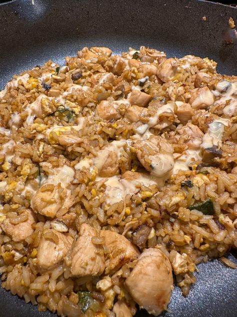 One Pot Hibachi Skillet (Easy Dinner) Hibachi Chicken And Rice Recipe, One Pot Hibachi Skillet, Japanese Chicken And Rice, Crockpot Hibachi Chicken, Hibachi Chicken Recipe Easy, Hibachi Chicken And Rice, Chicken Hibachi Recipe, Hibachi Chicken Fried Rice, Chicken In Skillet