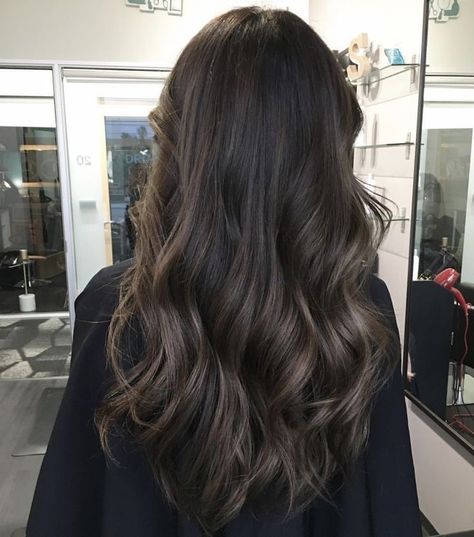 Natural Balayage Dark Hair, Dark Brunette With Dark Highlights, Babylights Brunette Dark Natural, Black Hair Subtle Highlights, Cool Tones Balayage, Lowlights Dark Hair, Cool Tone Highlights On Dark Hair, Babylights Dark Hair, Babylights Brunette Dark