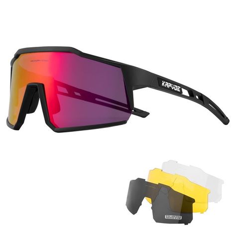 KAPVOE Polarized Cycling Glasses with 4 Interchangeable Lenses TR90 Sports Sunglasses Women Men Running Road Bicycle Bikes, Protection Glasses, Cycling Sunglasses, Cycling Glasses, Sports Eyewear, Sport Sunglasses, Sports Glasses, Bike Mtb, Mtb Bike