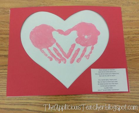 Holiday Crafts Preschool, Holiday Crafts Kindergarten, Valentines Poems, Valentines Day Poems, Preschool Valentines, February Valentines, Hand Prints, Valentine Crafts For Kids, Handprint Craft